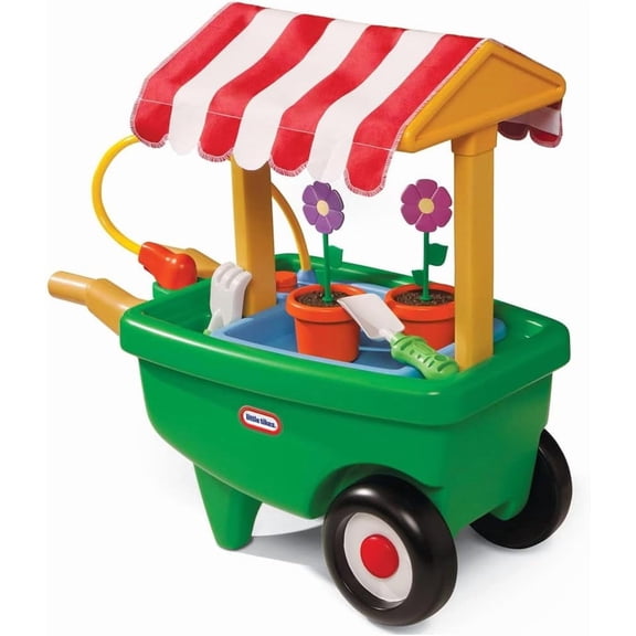 2-in-1 Garden Cart and Wheelbarrow with Detachable Canopy and Removable Tray
