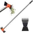 thumbnail image 1 of CKLT 2-in-1 Garden Hoe and Weed Puller Rake, 60 Inch Adjustable Long Handle Weeding Tool Heavy Duty Spring Steel Head with Sand Grain Coating, 1 of 9