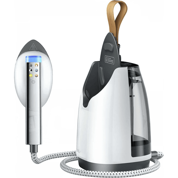 2-in-1 Garment Steamer with 30-Second Heat-Up, 800 mL Tank, 6 Steam Settings, Auto Shut-Off, Handheld and Standing Design, Portable Wrinkle Remover, White