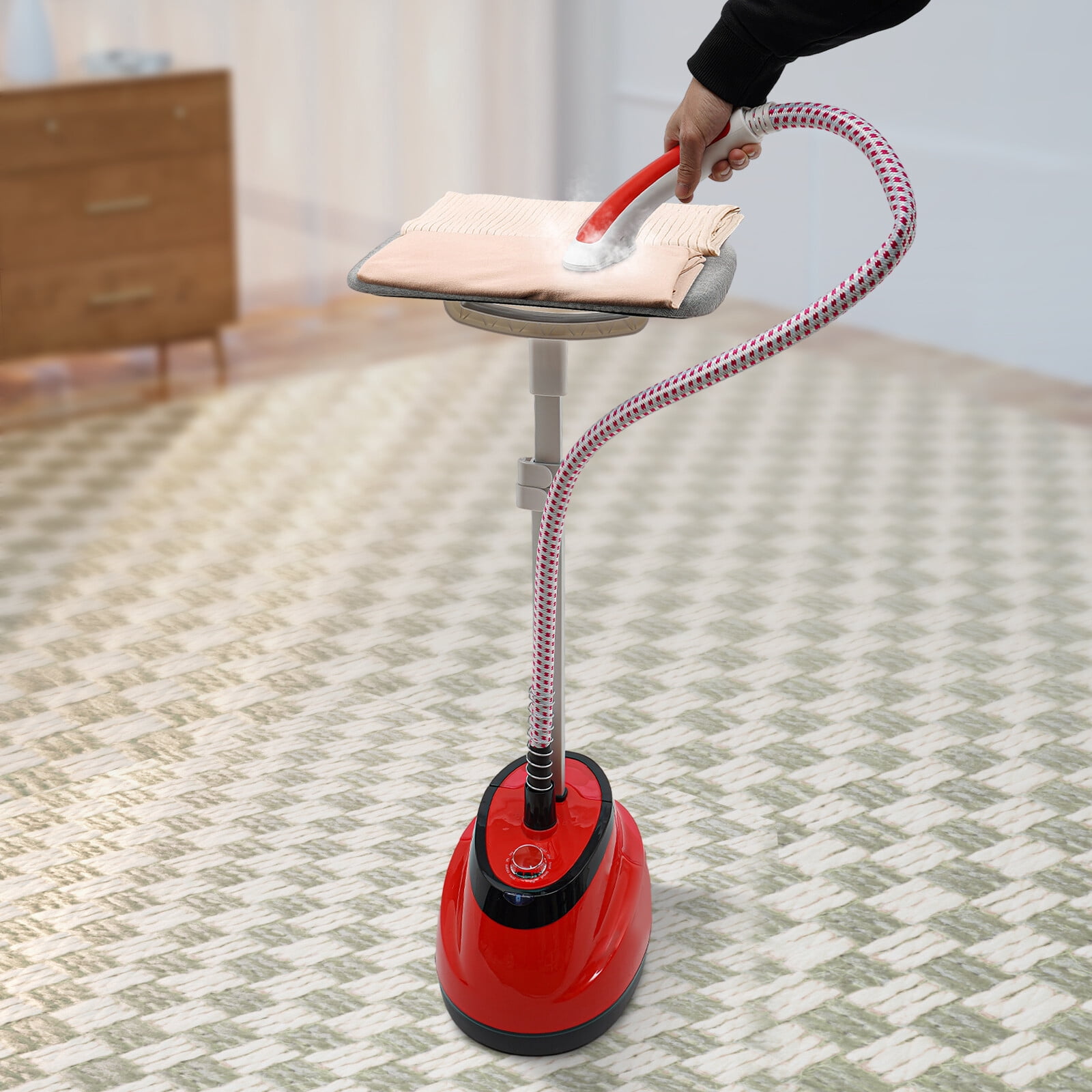 2-in-1 Garment Steamer, Hanging and Flat Ironing Modes, 10 Steam Levels with Anti-Scald Protection, Suitable for Various Fabrics
