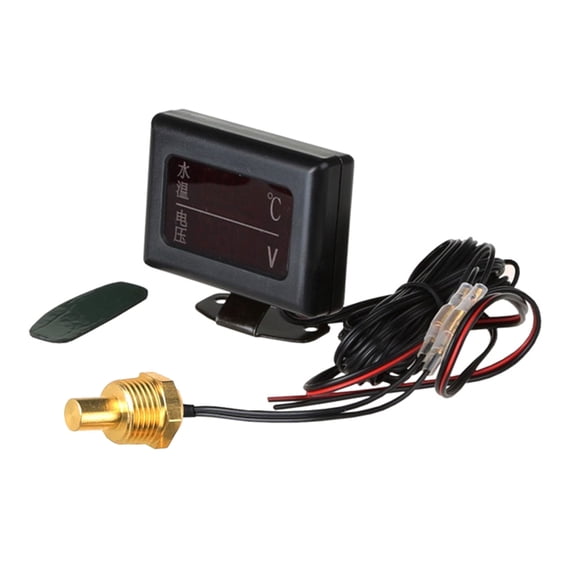 2-in-1 Gauge for Car Truck 12/24V Digital Voltmeter 10/14/16/17/21MM Sensor for