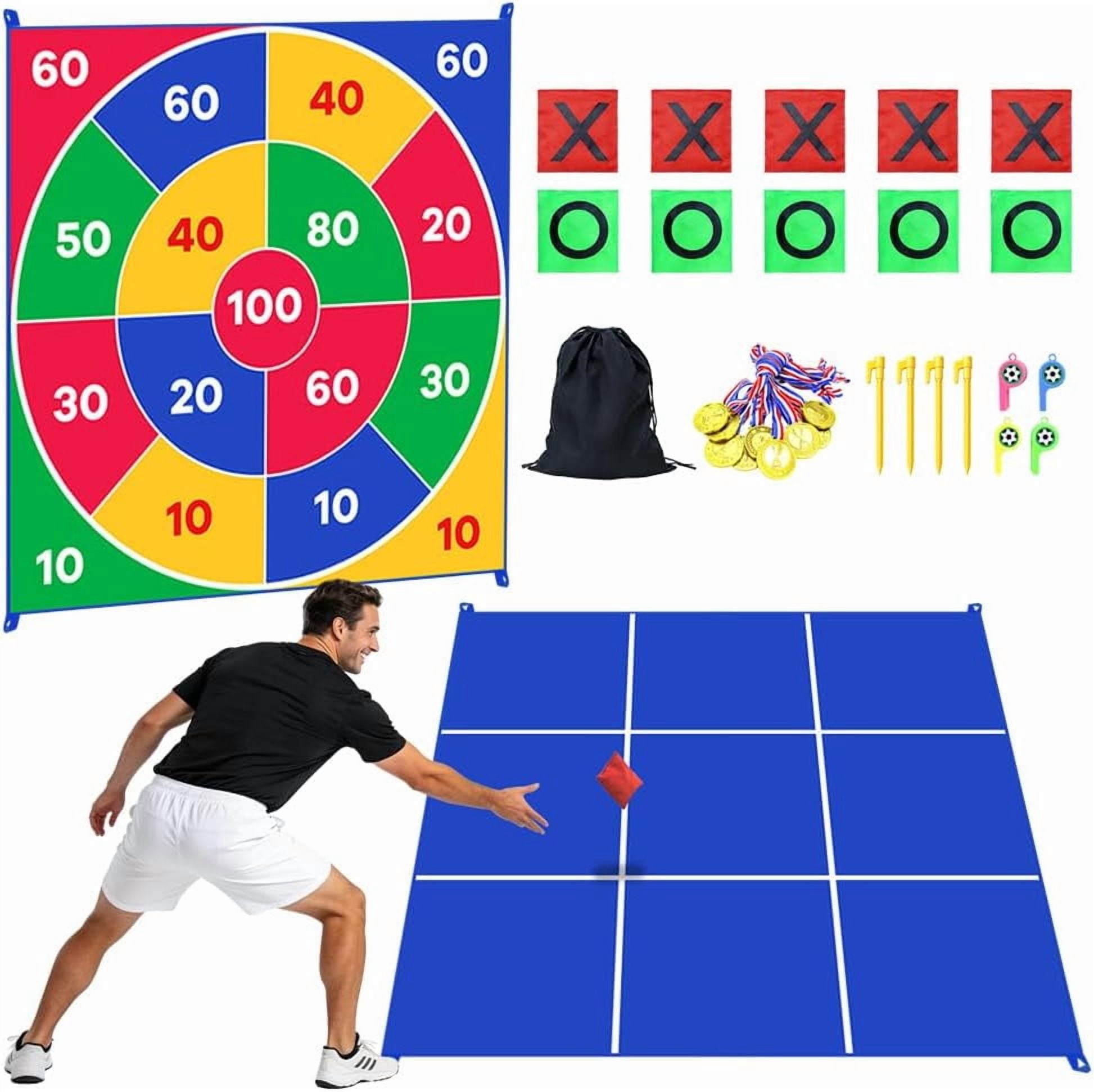 Giant Tic Tac Toe Bean Bag Toss Outdoor Games Double-Sided Large Tic Tac Toe Game Outside Game Lawn Yard Backyard Field Day Carnival Games