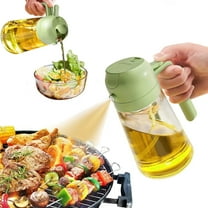2-in-1 Glass Oil Sprayer and Dispenser, New Upgrade Large 600ml/20Oz Olive Oil Dispenser Bottle for Kitchen, Food-grade Oil Mister Spray Bottle for Cooking, Air Fryer, Frying, BBQ (Green)