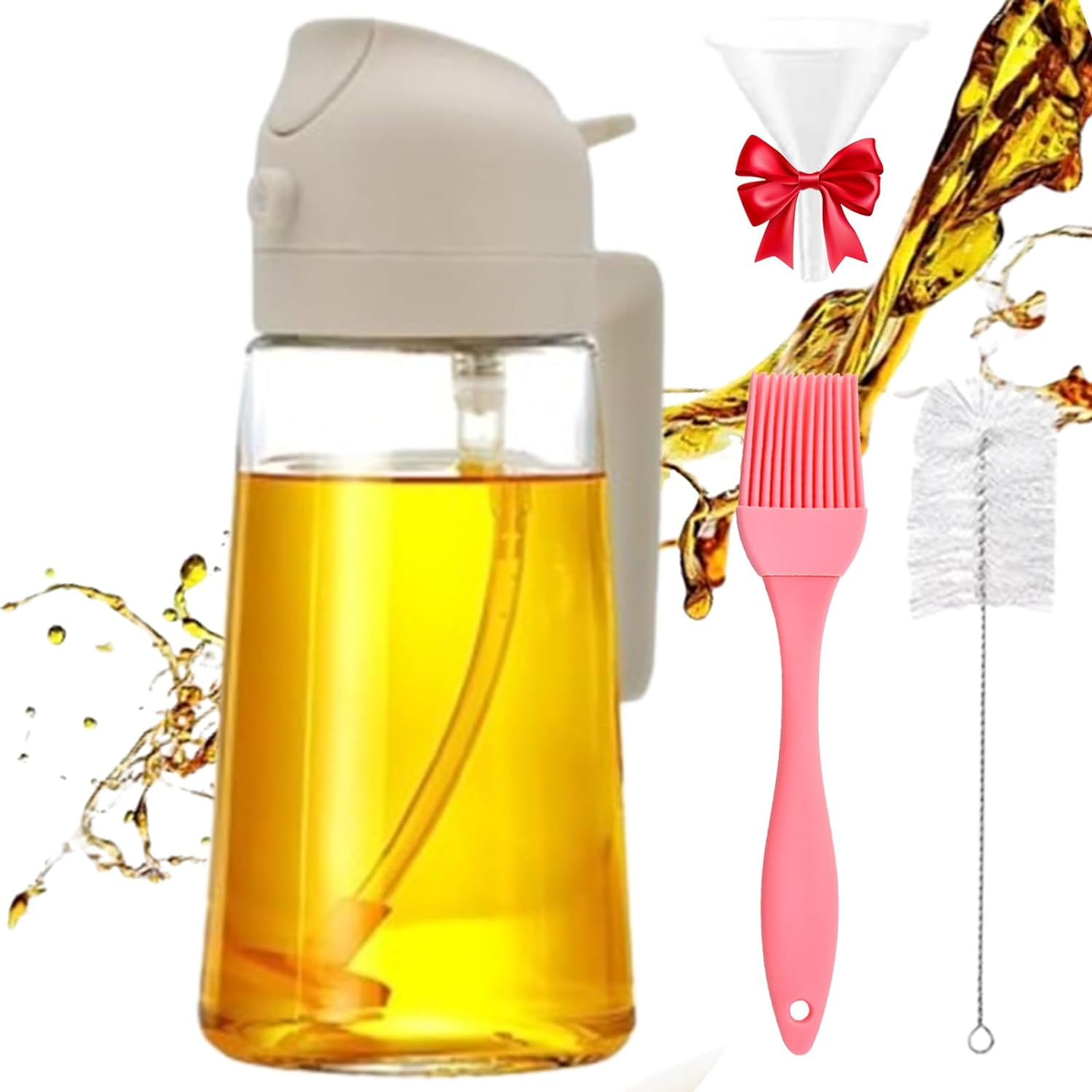 2in1 Glass Oil Sprayer and Dispenser,Refillable Oil Sprayer for