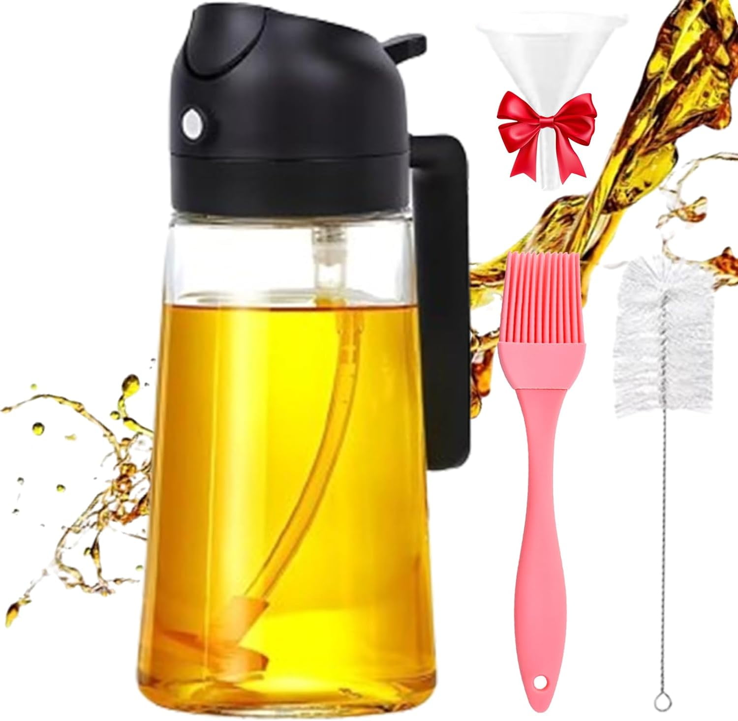 2in1 Glass Oil Sprayer and Dispenser,Refillable Oil Sprayer for
