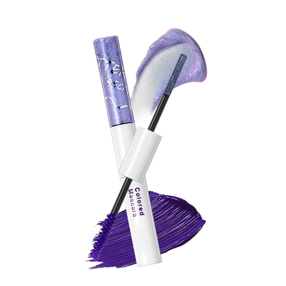 2-in-1 Glitter & Matte Colored Mascara,Dual End Long Lasting Curling Mascara,Waterproof Volumizing Lash Defining Makeup for Party Festival Daily Use(Purple 10g)