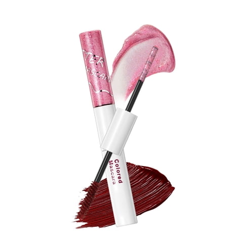 2-in-1 Glitter & Matte Colored Mascara,Dual End Long Lasting Curling Mascara,Waterproof Volumizing Lash Defining Makeup for Party Festival Daily Use(Red 10g)