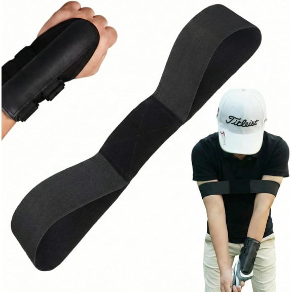 2-in-1 Golf Swing Training Aid with Arm Band & Wrist Strap, Lightweight Golf Practice Kit to Improve Swing Form and Wrist Position for Beginners