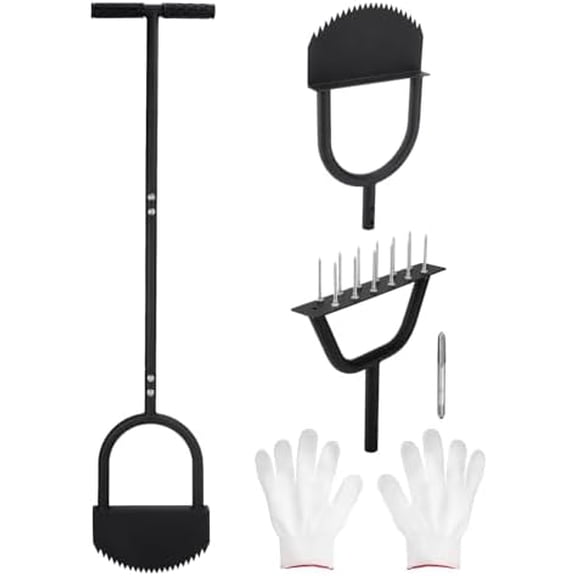 2-in-1 Grass Aerator Lawn Tool and Half Moon Lawn Tool with 12 Stainless Steel Spikes, 2 Interchangeable Heads for Soil Aeration, Dethatching, Preventing Compaction$$Garden & Patio