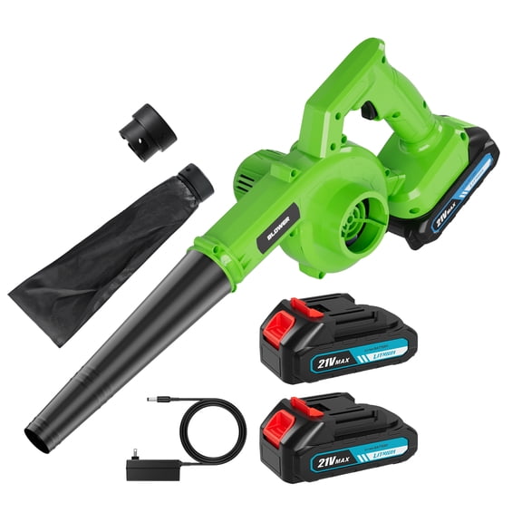 2-in-1 Green Mini Leaf Blower With 2battery and Charger