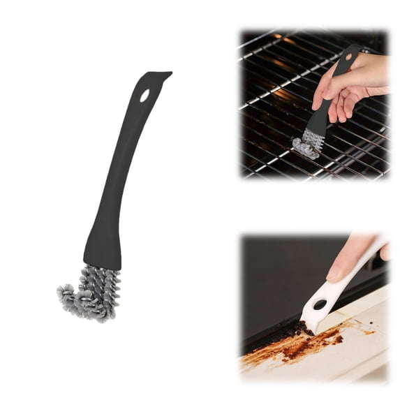 2-in-1 Grill & Oven Rack Cleaning Brush with Scraper, Stiff Nylon Bristles for Stubborn Grease, Durable Handle for Stove Grates & BBQ Grills