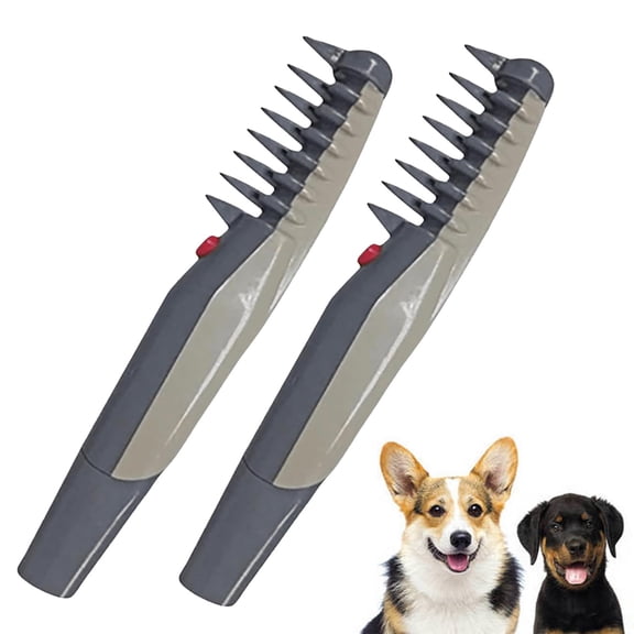 2-in-1 Grooming Comb & Mataway E-Comb - Rechargeable Deshedding Tool for Dogs/Cats (2 Pack, Professional Pet Clipper Kit)