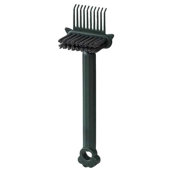 2-in-1 Hair Brush Cleaner Tool, Effortlessly Removes Hair & Dust from Combs, Mini Cleaning Rake with Pick & Bristles for Home and Salon Use, Green - Clearance