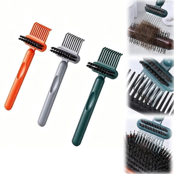 2-in-1 Hair Brush Cleaner Tool with Pick and Bristles, Portable Comb Cleaning Brush Rake for Deep Cleaning, Ergonomic Hairbrush - Comb Cleaner Removes Hair and Dust for Home, and Travel