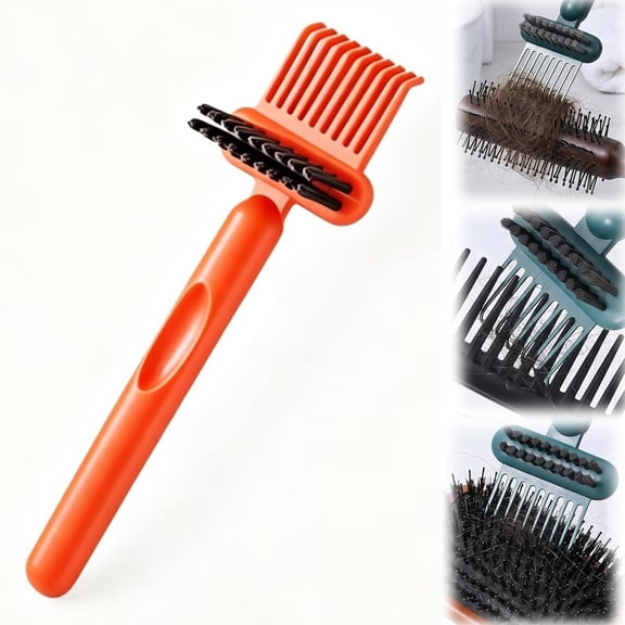2-in-1 Hair Brush Cleaner Tool with Pick and Bristles, Portable Comb Cleaning Brush Rake for Deep Cleaning, Ergonomic Hairbrush - Comb Cleaner Removes Hair and Dust for Home, and Travel