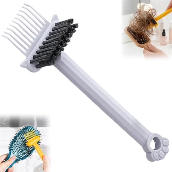 2 in 1 Hair Brush Cleaning Tool, Comb Cleaner with Pick Bristles, Portable Hairbrush Cleaner Rake for Travel, Home and Salon Use (Gray*2)