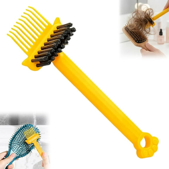 2-in-1 Hair Brush Cleaning Tool, Mini Comb Cleaner Rake with Bristles for Removing Hair and Dust