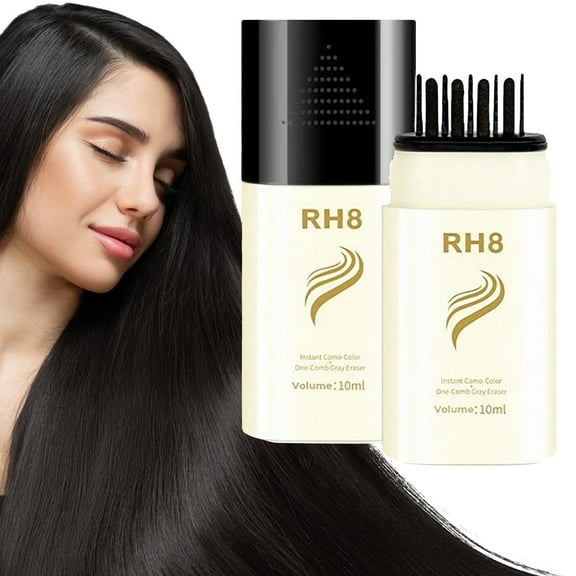 2-in-1 Hair Color Stick & Comb - Long Lasting, White Hair Concealer, Proof & Gentle Formula, Natural Look, Quick Cover for Women & Men, Portable Hair Touch-Up, RH8 Natural Black Makeup Organizers