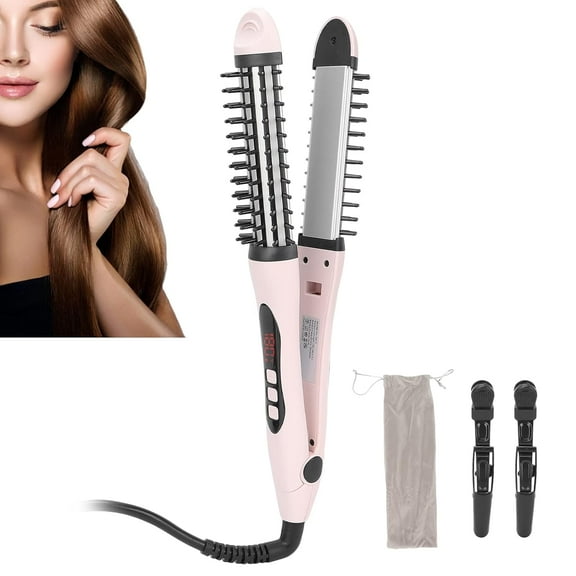 2in1 Hair Straightener Curling Iron,Professional Hot Hair Curler Round Hair Straightening Brush for All Hair Types100240V Home Use