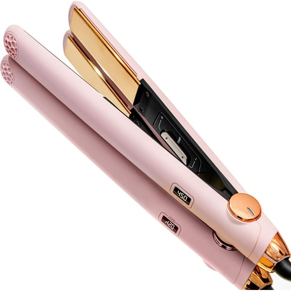 2-in-1 Hair Straightener and Curler, Professional All-in-One Flat Iron & Curling Iron with Ionic Technology and 5 Temperature Settings