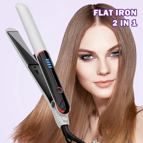 2 in 1 Hair Straightener and Curling Iron 10s Fast Heat Up Flat Iron Professional Ceramic Coating Smoother Hair Styling Tool