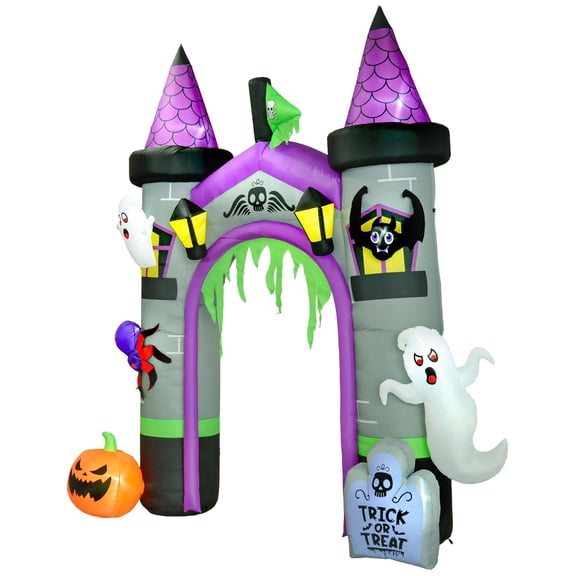 141.7IN Inflatable Halloween Archway with Ghost Pumpkin Spider Bat LED Lights Yard Decor