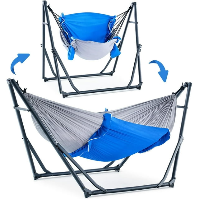 2 in 1 Hammock Chair with Foldable Steel Stand and Carry Bag, 30