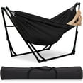 thumbnail image 1 of 2 in 1 Hammock with Stand, Outdoor Hammock Swing Chair with Portable Heavy Duty Stand, Multi-Functional Hammock Stand 480 lbs Weight Capacit-Black, 1 of 9