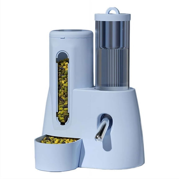 2-in-1 Hamster Water Bottle & Food Dispenser, Leakproof Automatic Guinea Pig Water Bottle with Stable Base, Detachable Washable Guinea Pig Food Bowl for Hamster Rat Mouse Hedgehog