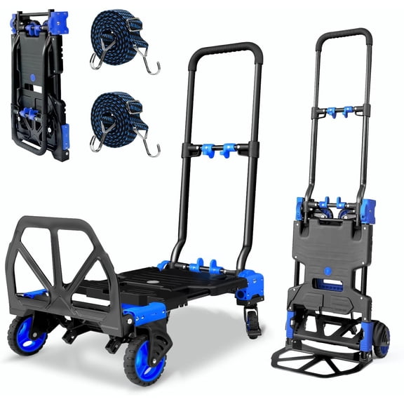 2 in 1 Hand Foldable, 330LB Folding Hand Carrying, Folding Hand Cart with Retractable Handle Cart for Moving
