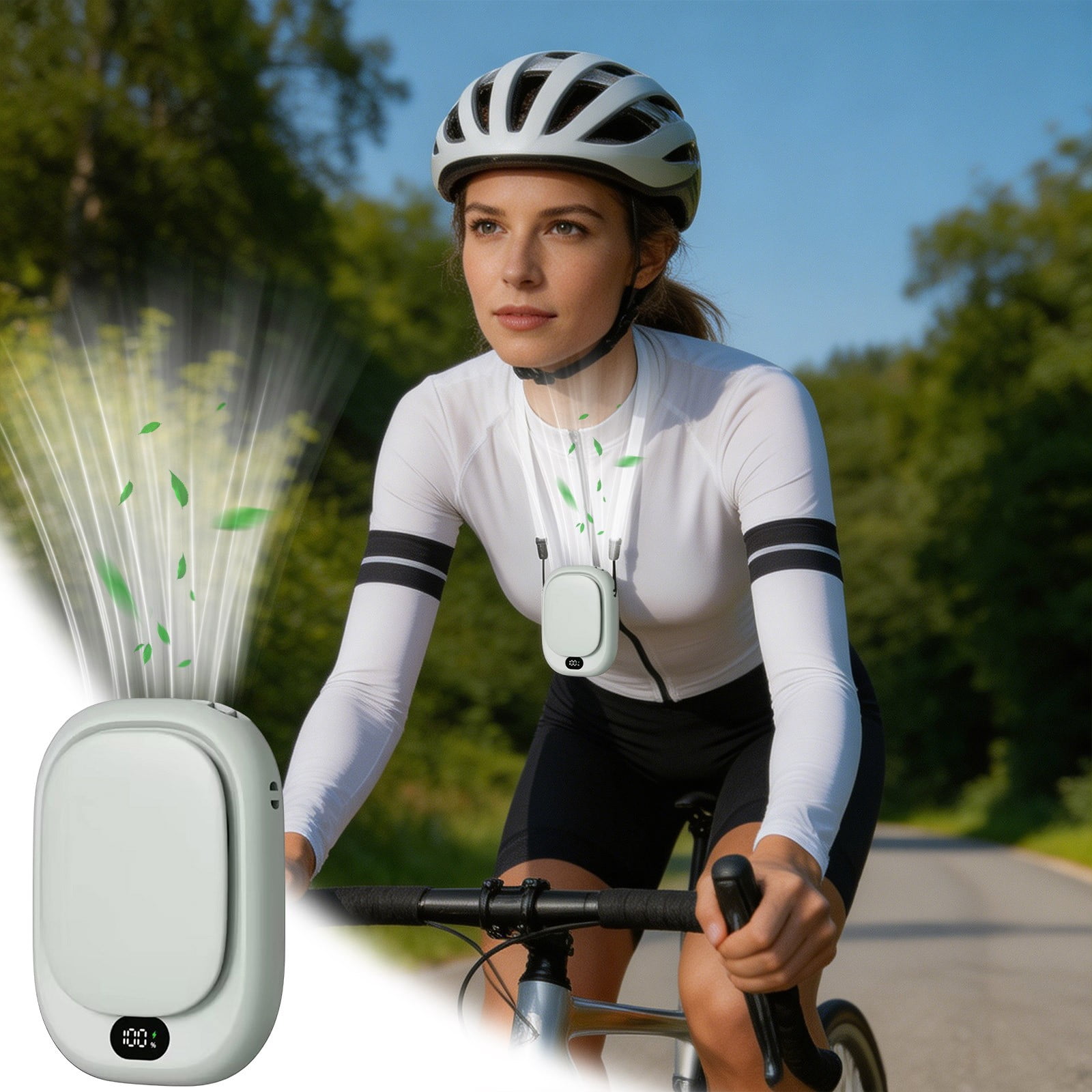 2-in-1 Hand Warmer Fan, Ice Green 2-in-1 Hand Warmer Fan, Rechargeable 10000mAh With Digital Display, Portable Pocket Fan & Winter Warmth Gift