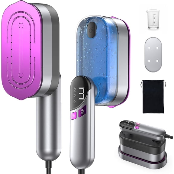 2-in-1 Handheld Steamer and Iron for Clothes, 1000W Travel with Ceramic Soleplate, 9s Fast Heat-Up, Leak-Proof 170mL Tank, Self-Clean, Portable Wrinkle Remover Home & Travel, 120V