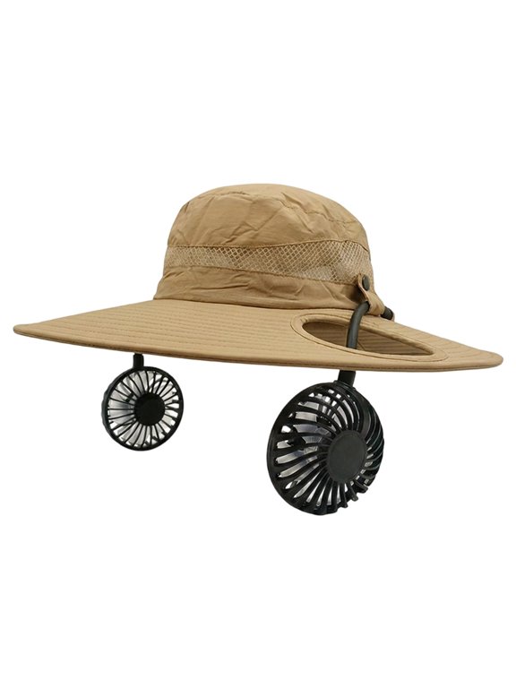 2-in-1 Hands-Free Hat Fan, Detachable Neck Fan, USB Rechargeable Dual Fans, UPF50+ Sun Protection, 3-Speed, New Portable Cooling Hat for Fishing, Camping, for Men Women