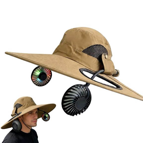 2-in-1 Hands-Free Hat Fan, New UPF 50 Wide Brim Sun Hat, 3-Speed Adjustable, Rechargeable Fishing Essentials