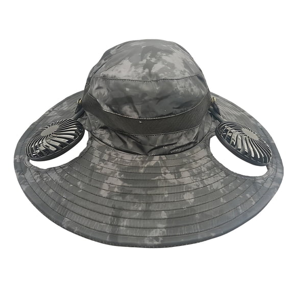 2-in-1 Hands-free Hat Fan with Detachable Neck Fan, UPF 50+ Wide Brim Sun Hat, 3-Speed Adjustable Rechargeable Fishing Essentials for Men Women Camping Travel Outdoor