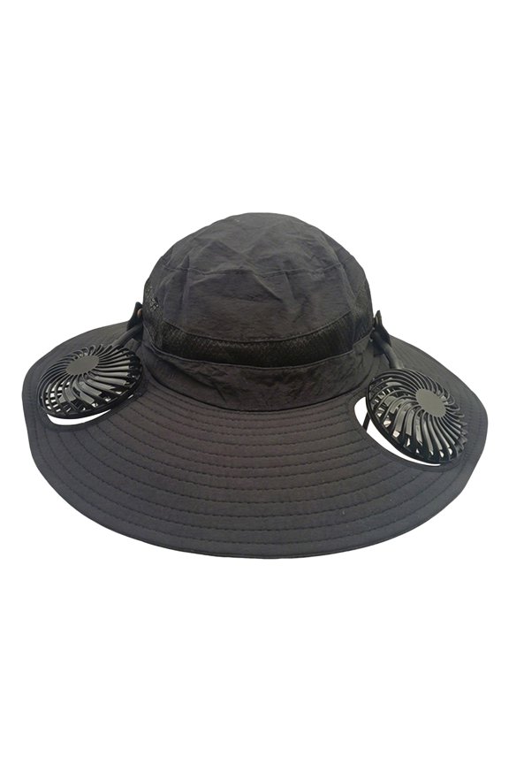 2-in-1 Hands-free Hat Fan with Detachable Neck Fan, UPF 50+ Wide Brim Sun Hat, 3-Speed Adjustable Rechargeable Fishing Essentials for Men Women Camping Travel Outdoor