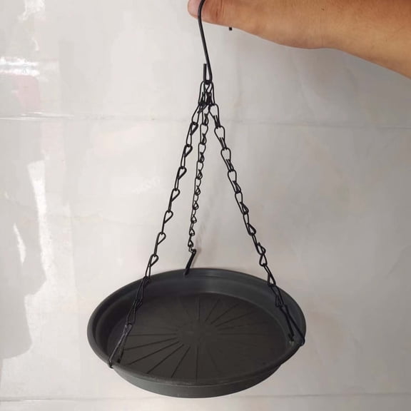 2-in-1 Hanging Bird Bath and Feeder with Hook Easy to Fill Metal Tray for Garden Courtyard Outdoor