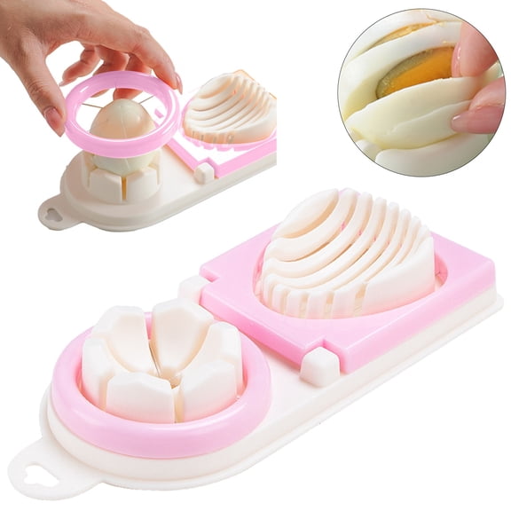 2-in-1 Hard Boiled Egg Slicer, 2 Slice Modes Egg Cutter, Egg Slicer for Hard Boiled Eggs, Kitchen Chopper Tool for Strawberry, Egg Separator for Kitchen, Durable Manual Egg Slicer 8.07×3.46 in,Pink