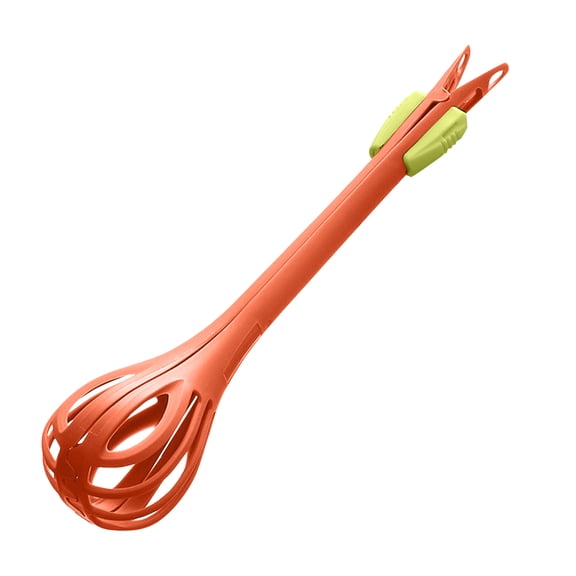 2-in-1 Heat Resistant Silicone Egg Beater Tongs, Multifunctional Whisk & Food Gripper for Noodles, Boiled Eggs, Kitchen Gadget(Saffron)