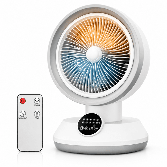 2-in-1 Heater Fan Combo, 1500W Portable Space Heater with Fan Mode, Smart Thermostat (70F85F), 40 Oscillation, Remote Control, 35dB Quiet, Overheat & Tip-Over Protection for Bedroom, Office