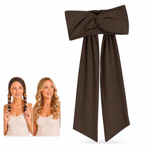 2-in-1 Heatless Curling Headband, Bendable Rods and Stretchy Fabric Band, No-Heat Hair Curler for Overnight Curls and Waves, Flexible Hair Styling Wrap for Travel, Sleep and Daily Use