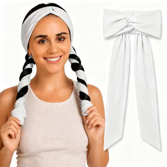 2-in-1 Heatless Curling Headband for Women &No Heat Required Does Not Damage Hair, Stretchy Fabric Headbands for Curly Long Hair, Sleep Gym Workout, Stretchy Fabric Comfortable Experience for Women
