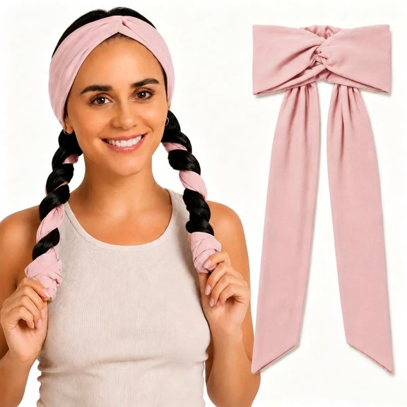 2-in-1 Heatless Curling Headband for Women &No Heat Required Does Not Damage Hair, Stretchy Fabric Headbands for Curly Long Hair, Sleep Gym Workout, Stretchy Fabric Comfortable Experience for Women