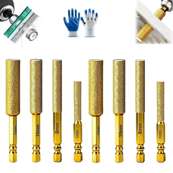 2-in-1 Hexagonal Shank Brazing Dry Drilling Specialized Hole Opener Diamond Core Drill Set Multi Material Cutting Tool Hex Drive Design for Tile Glass Marble Metal Drilling Kit 6/8/10/12mm(*2B)