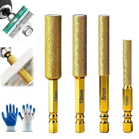 2-in-1 Hexagonal Shank Brazing Dry Drilling Specialized Hole Opener Diamond Core Drill Set Multi Material Cutting Tool Hex Drive Design for Tile Glass Marble Metal Drilling Kit 6/8/10/12mm(*B)