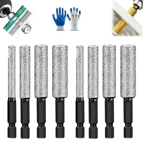 2-in-1 Hexagonal Shank Brazing Dry Drilling Specialized Hole Opener Diamond Core Drill Set Multi Material Cutting Tool Hex Drive Design for Tile Glass Marble Metal Drilling Kit 6/8/10/12mm(*2A)