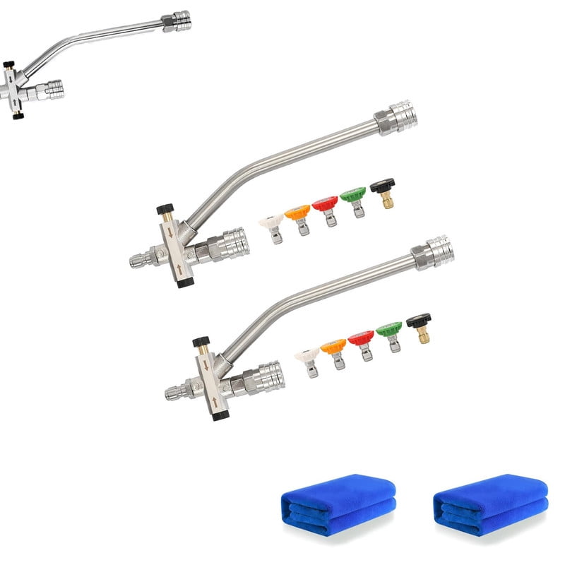 2-in-1 High-Pressure Car Washer Nozzle Accessories, Leak-Proof Quick Connector with Smooth Switch Valve, Foam Cannon & Spray Gun Adapter, 1/4 Inch Quick Connect Pressure Washer Attachment