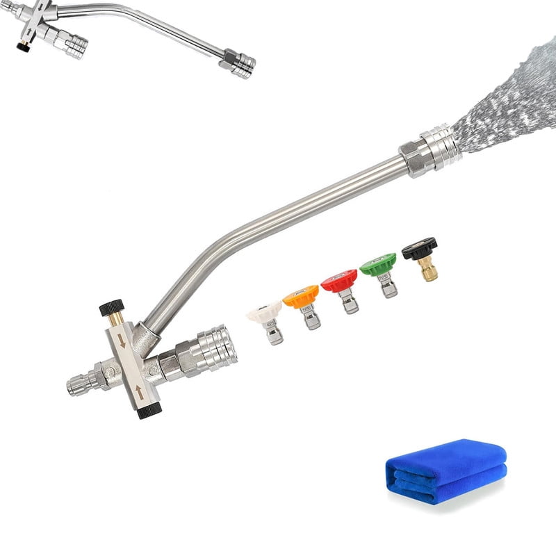 2-in-1 High-Pressure Car Washer Nozzle Accessories, Leak-Proof Quick Connector with Smooth Switch Valve, Foam Cannon & Spray Gun Adapter, 1/4 Inch Quick Connect Pressure Washer Attachment