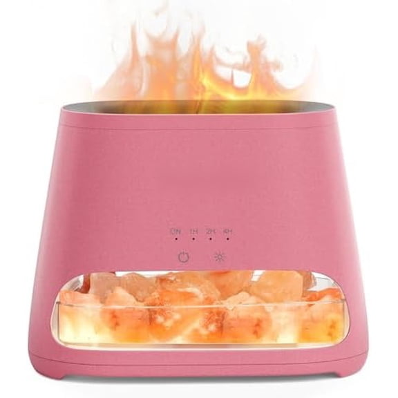 2-in-1 Himalayan Salt Lamp & Ultrasonic Essential Oil Diffuser, Aromatherapy Diffuser Cool Mist Humidifier, Salt Therapy Lamp, 100% Pure Himalayan Salt, Ambient Glow, 150ml (Hot Pink)