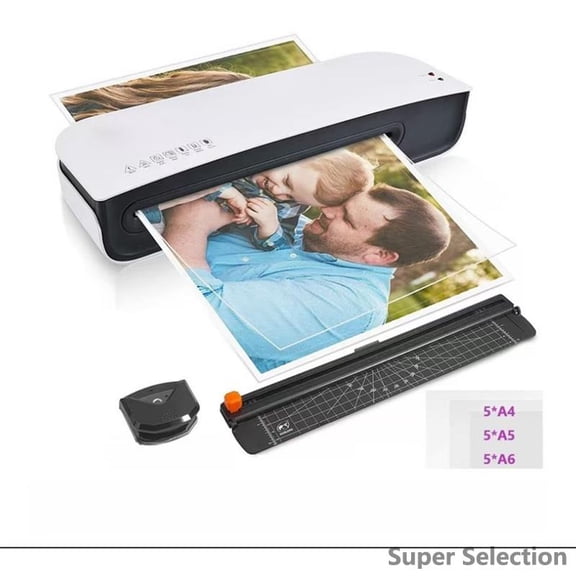 2-in-1 Hot And Cold Laminating Machine, A4 Size 230mm Width, 50-125 Micron, Bubble-Free Laminator For Photos Documents, With Accessories, Home Office School Use,1,Host Three-Piece Set-US